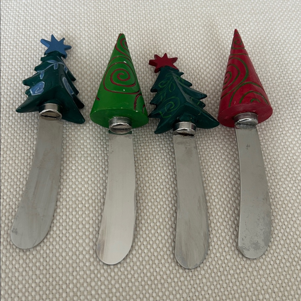 Rostfrei Vintage 5 Inch Christmas Tree Spreader/Cheese Knife Set